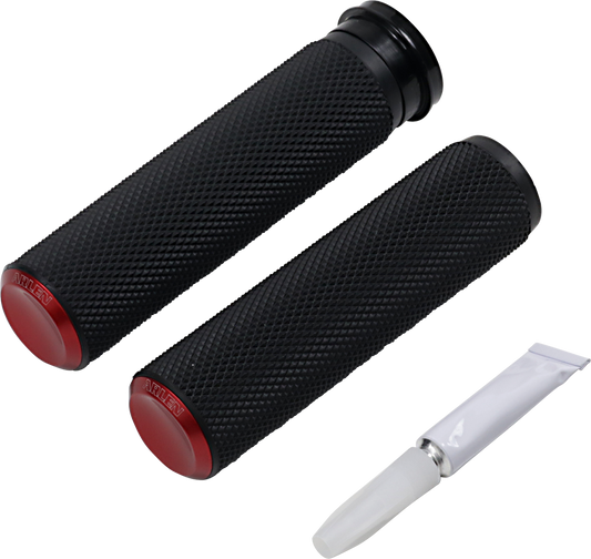 Arlen Ness TBW Fusion Series Grips Red Knurled 07-346