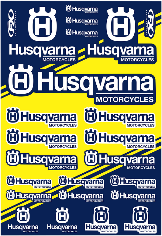 Factory Effex OEM Sticker Sheets Blue Yellow Husqvarna Moto 22-68630