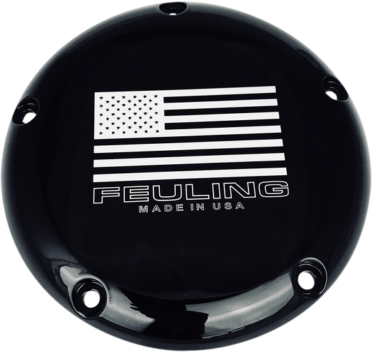 Feuling American Flag Logo Derby Covers Gloss Black 9154
