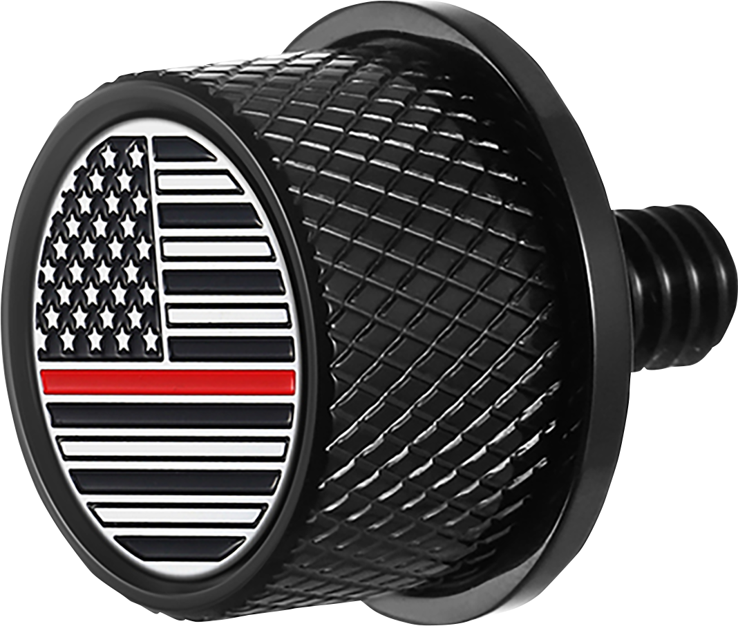 FIGURATI DESIGNS Seat Mounting Knob Black - Red Line American Flag FD73-SEAT ...