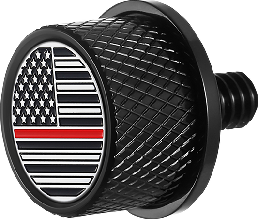 FIGURATI DESIGNS Seat Mounting Knob Black - Red Line American Flag FD73-SEAT ...