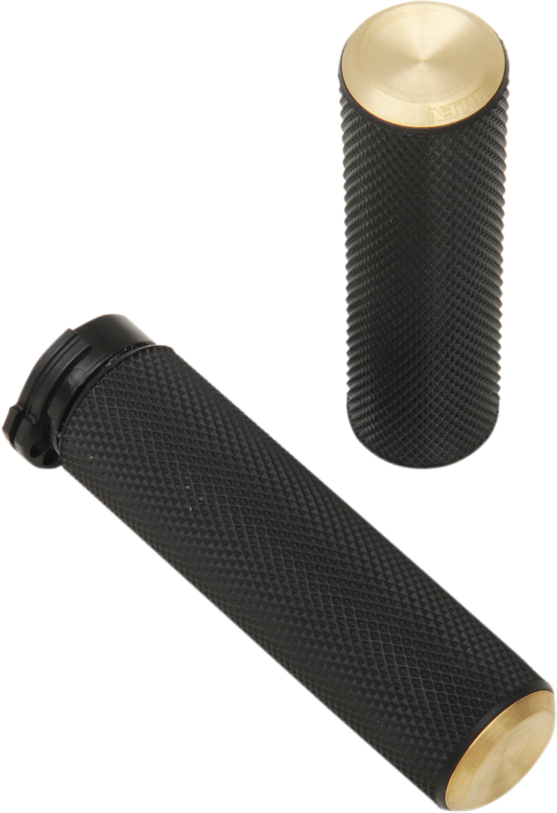 Arlen Ness Cable Style Fusion Series Grips Black Knurled W/ Brass 07-332