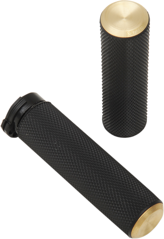 Arlen Ness Cable Style Fusion Series Grips Black Knurled W/ Brass 07-332