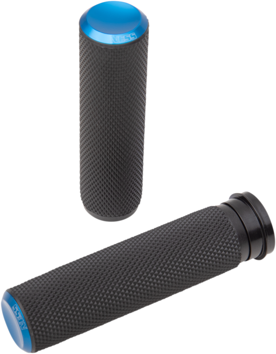 Arlen Ness TBW Fusion Series Grips Blue Knurled 07-345