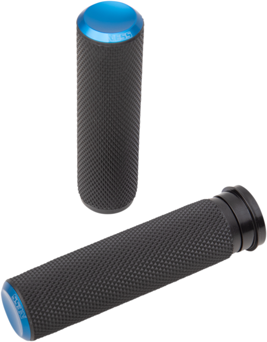 Arlen Ness TBW Fusion Series Grips Blue Knurled 07-345