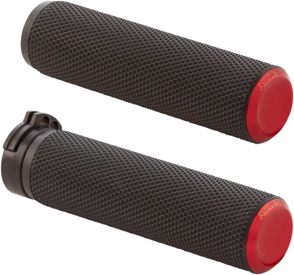 Arlen Ness Cable Fusion Series Grips Red Knurled 07-336