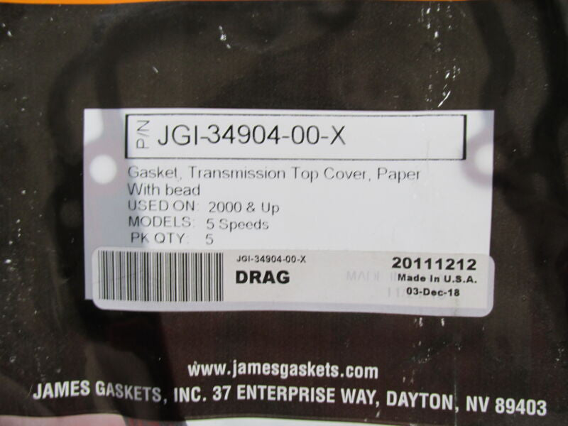 Lot of 2 Harley James Gasket Transmission Top Cover Gaskets JGI-34904-00-X