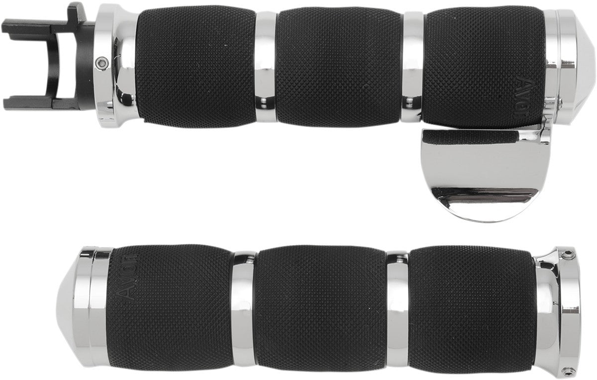 Avon Air Cushioned Grips with Throttle Boss 3 Ring - Chrome MT-IN-AIR-90C-B