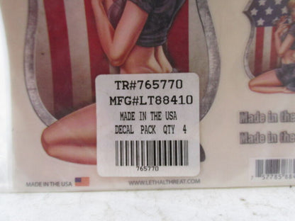 Lot of 3 Lethal Threat Made in the USA Girl Motorcycle Decals 6X8" LT88410