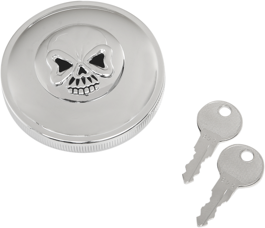 Drag Specialties Screw-In Locking Skull Gas Caps Chrome Non-Vented 0703-0689