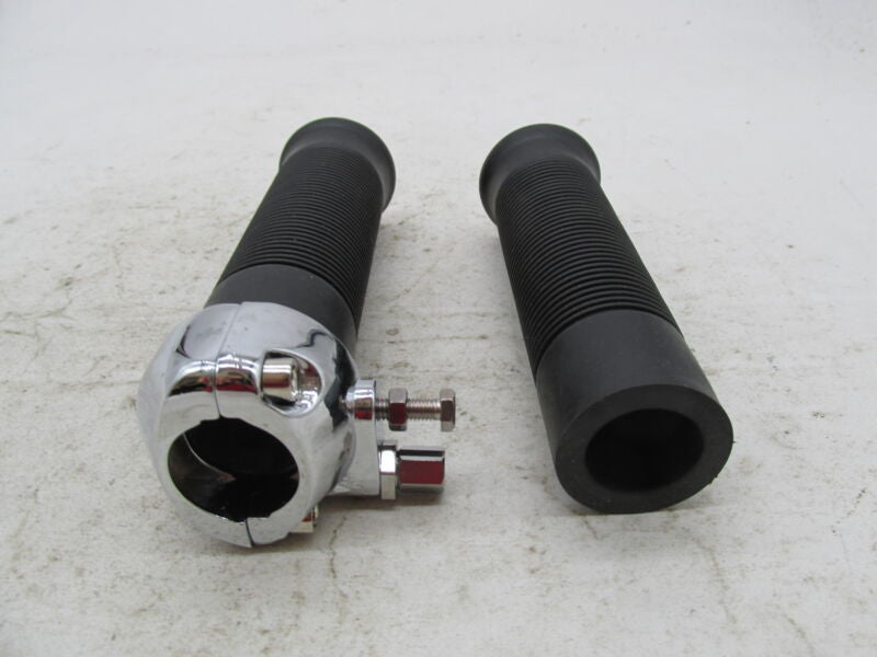Set of Triumph Emgo NOS NEW Grips with Chrome Throttle Housing