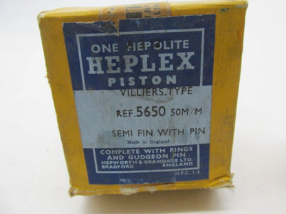 Hepolite Heplex Genuine NOS Villiers Type Piston 50M/M Semi Fin w/ Pin 5650