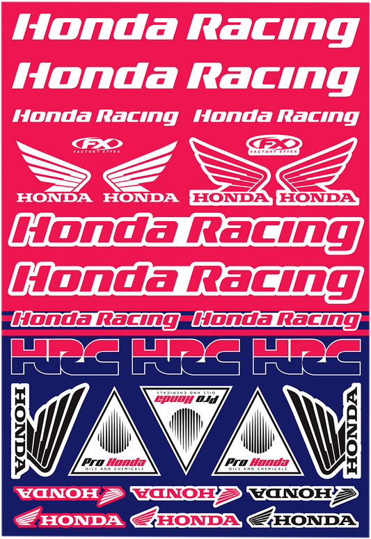 Factory Effex OEM Sticker Sheets Blue Red White Honda Racing 22-68332