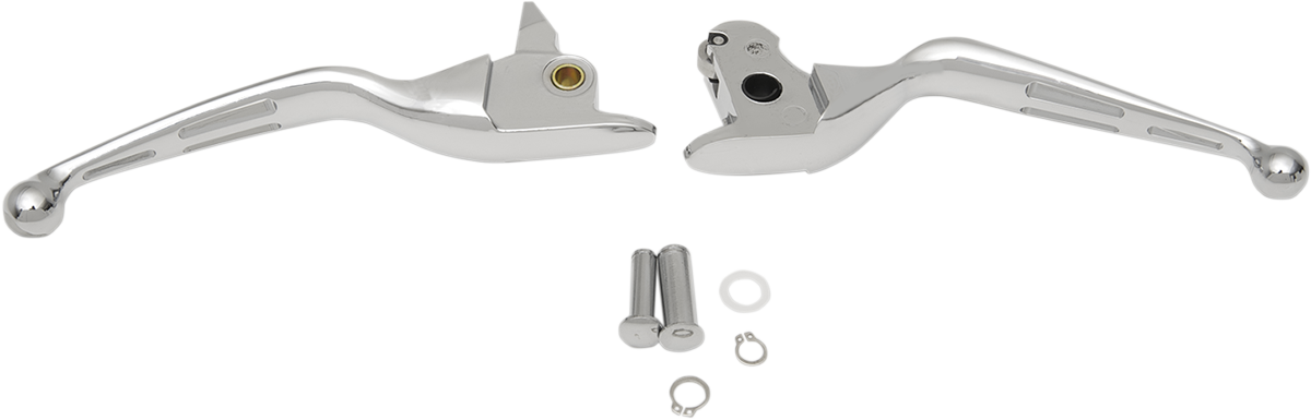 Drag Specialties Slotted Wide Blade Lever Set Chrome 0610-0792