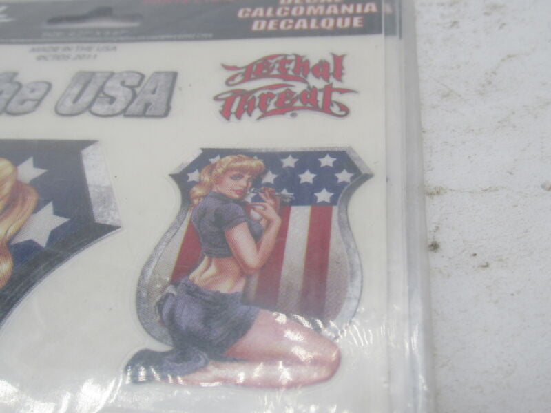 Lot of 3 Lethal Threat Made in the USA Girl Motorcycle Decals 6X8" LT88410