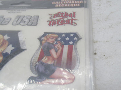 Lot of 3 Lethal Threat Made in the USA Girl Motorcycle Decals 6X8" LT88410