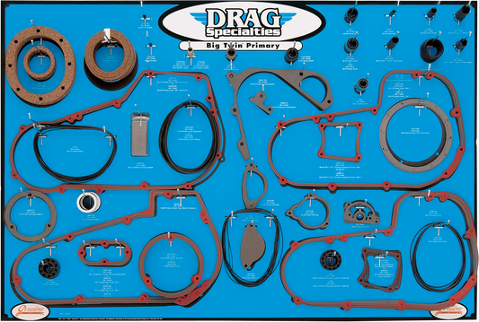 Drag Specialties Gasket, Seal and O-Ring Display for Big Twin 4 and 5 Speed P...