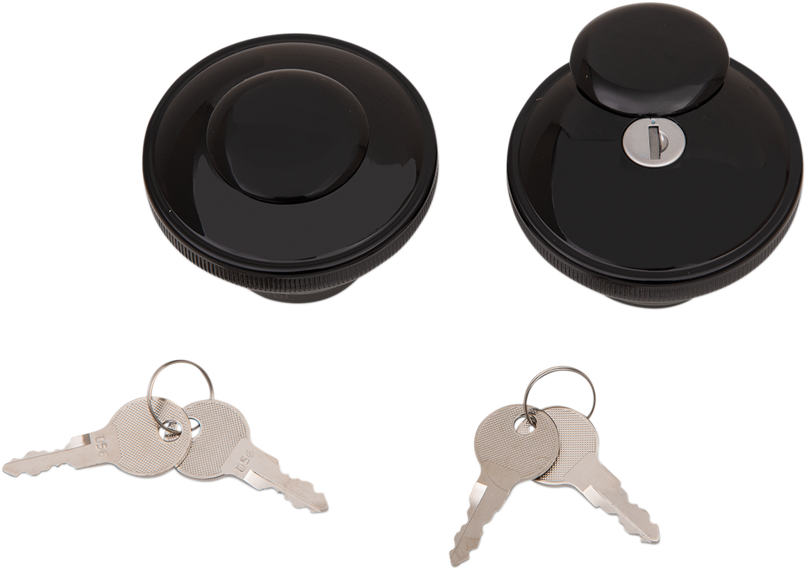 Drag Specialties Screw-In Locking Gas Caps Black w/o Vent 0703-0816
