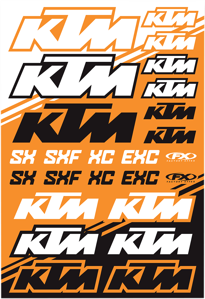 Factory Effex OEM Sticker Sheets Black Orange White KTM SX 22-68530