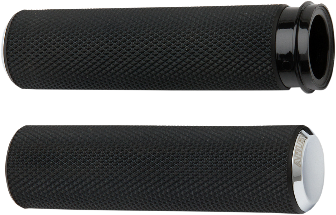 Arlen Ness Cable Style Fusion Series Grips Chrome Knurled 07-324