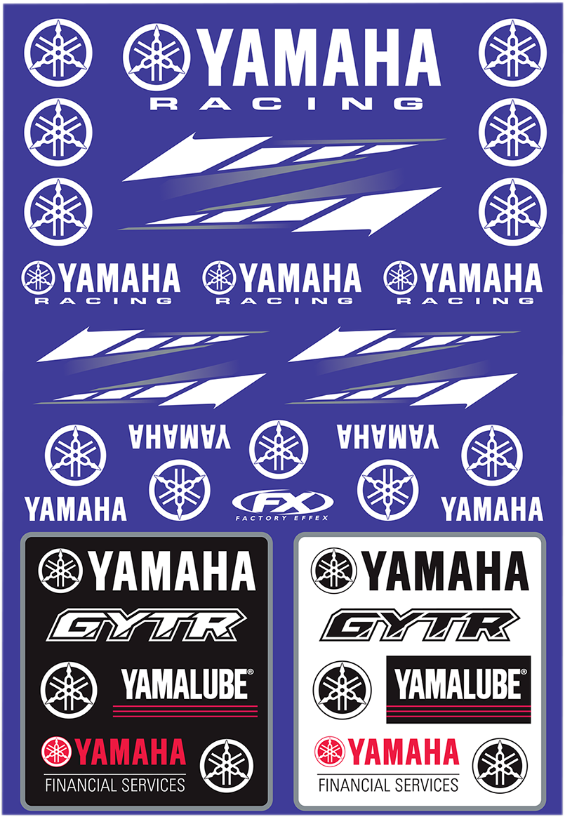 Factory Effex OEM Sticker Sheets Black Blue White Yamaha Racing 22-68232