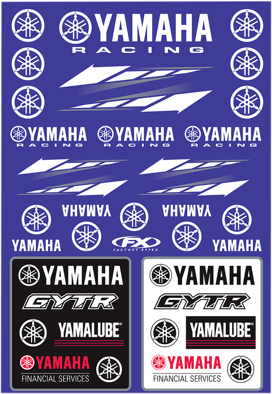 Factory Effex OEM Sticker Sheets Black Blue White Yamaha Racing 22-68232