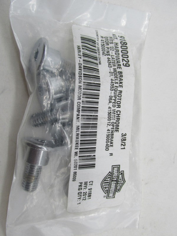 Harley Davidson Genuine NOS Chrome Brake Rotor Hardware Kit 91800029