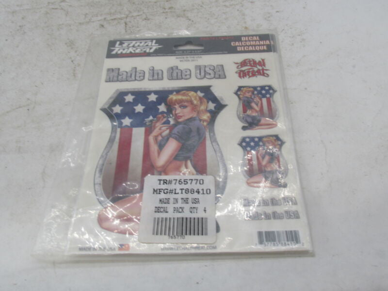 Lot of 3 Lethal Threat Made in the USA Girl Motorcycle Decals 6X8" LT88410