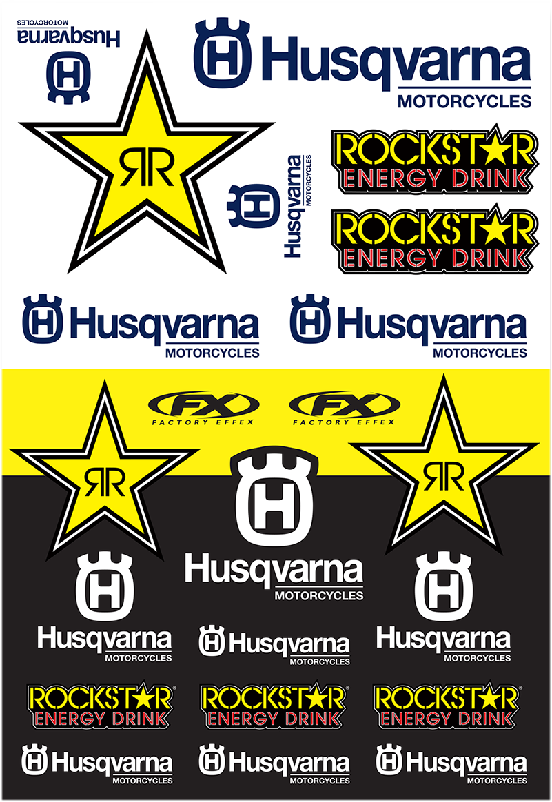 Factory Effex OEM Sticker Sheets Black White Yellow Husqvarna Racing 22-68632
