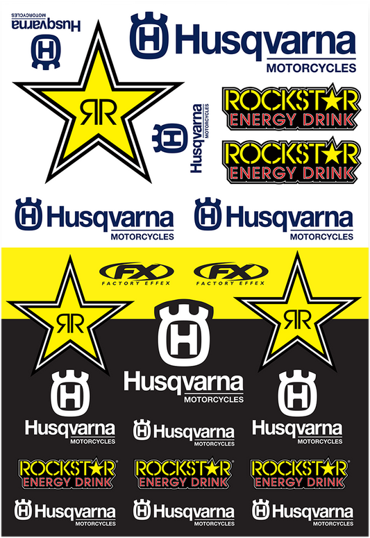 Factory Effex OEM Sticker Sheets Black White Yellow Husqvarna Racing 22-68632