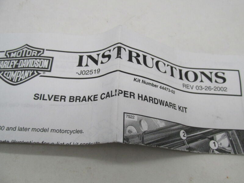Harley Davidson Genuine NOS Plated Silver Finish Caliper Hardware Kit 44473-02