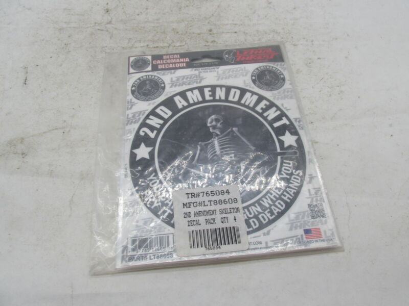 Lot of 3 Lethal Threat Motorcycle 2nd Amendment Skeleton Decals LT88608