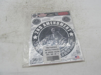 Lot of 3 Lethal Threat Motorcycle 2nd Amendment Skeleton Decals LT88608