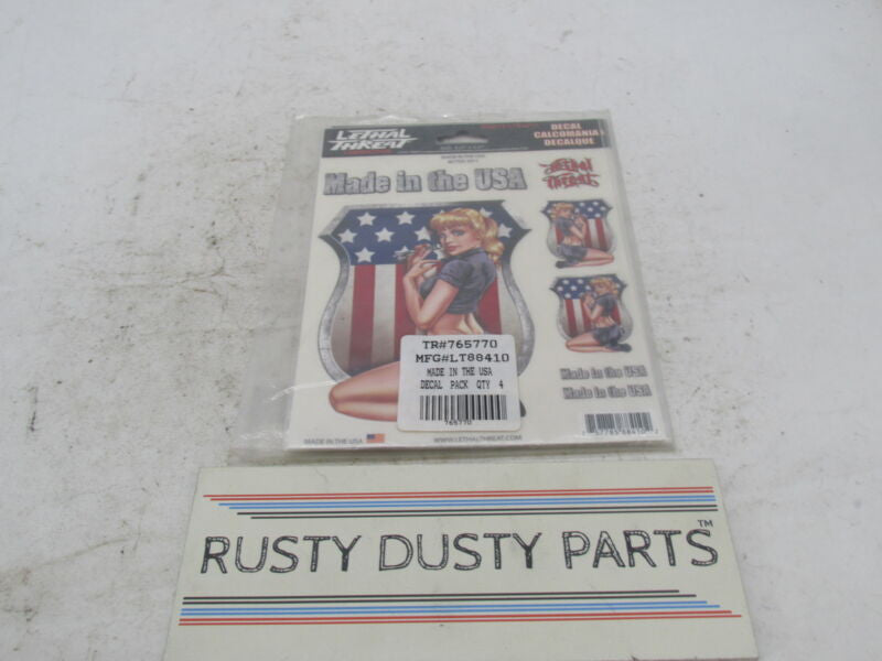 Lot of 3 Lethal Threat Made in the USA Girl Motorcycle Decals 6X8" LT88410