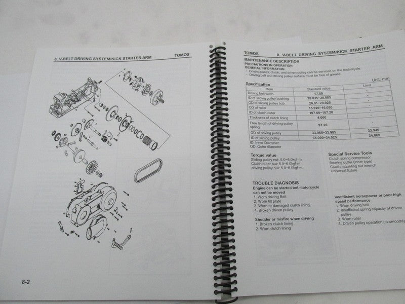 Tomos Nitro 50CC Scooter Moped Service Manual Book