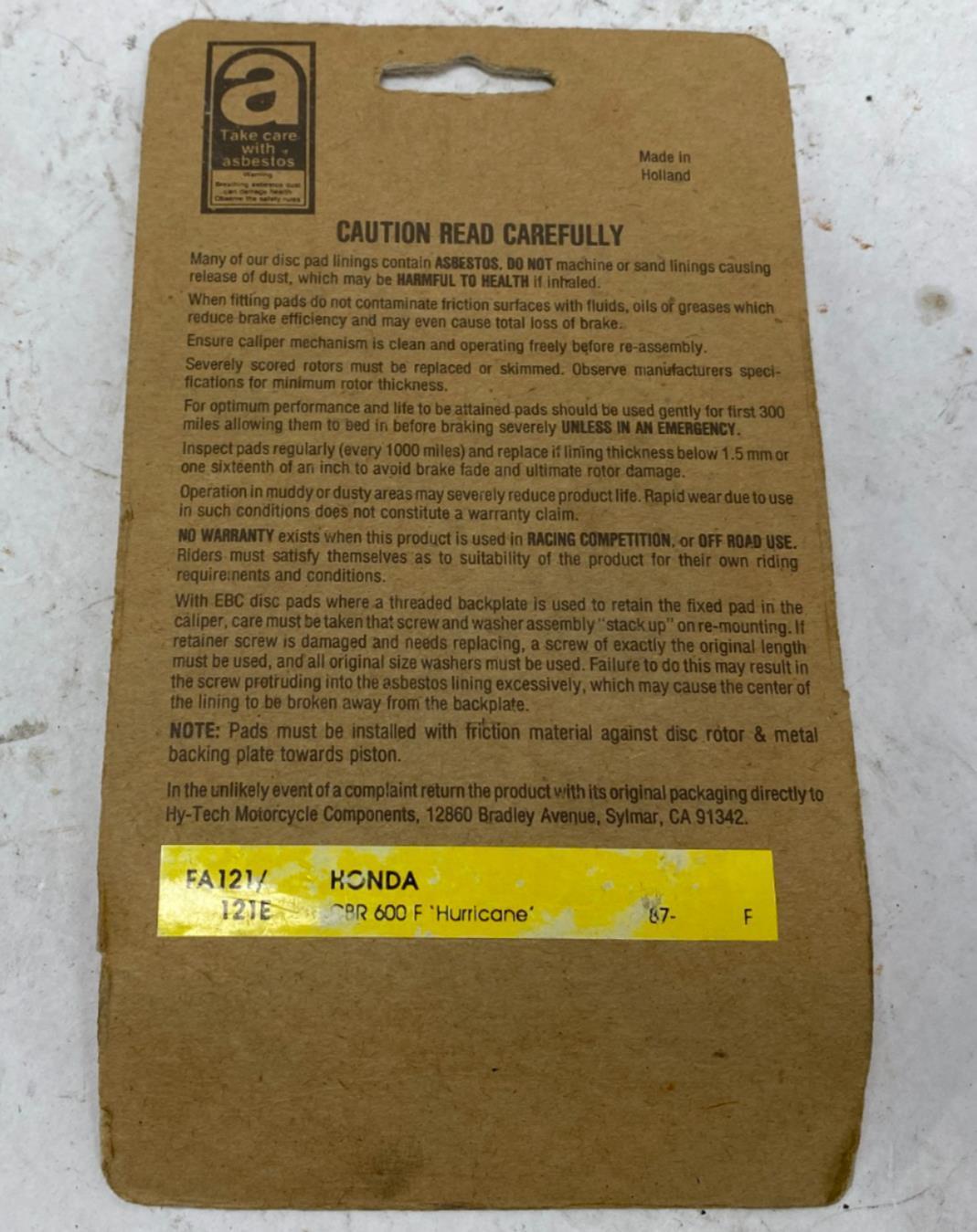 EBC FA121HH / FA121E Brake Pads Honda CBR600F Hurricane