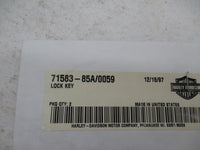 Harley Davidson Genuine NOS Key Set 71583-85A Code: 0059