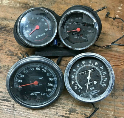 Lot of Harley Davidson Speedo Speedometer Tach Gauge instruments parts or Repair