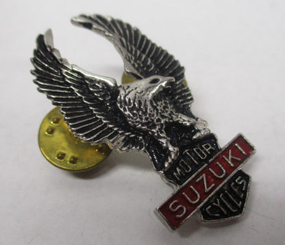 Suzuki Silver & Red Motorcycle Bike Cruiser Rider Vest Jacket Eagle Metal Pin