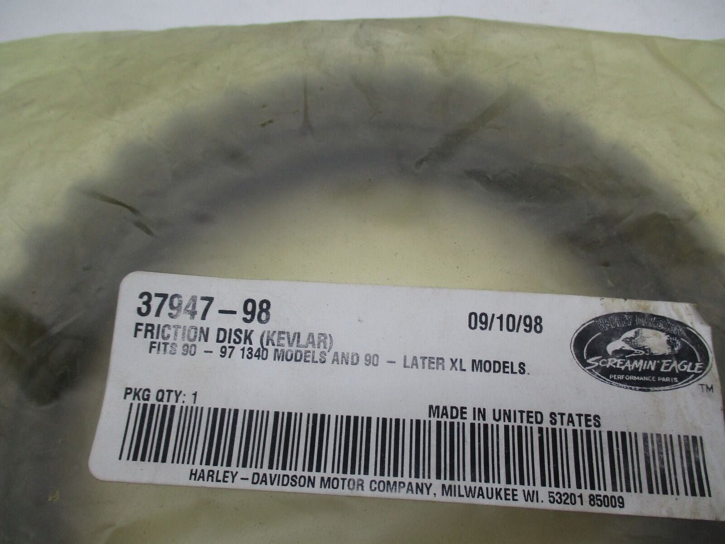 Harley Genuine NOS Screamin' Eagle Evo 90-97 XL '91 Friction Discs 37947-98