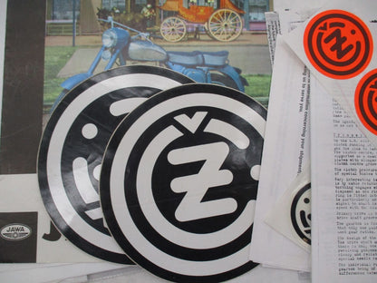 Mixed Lot of Jawa Motorcycle Twin Pipe Literature Decals and Articles