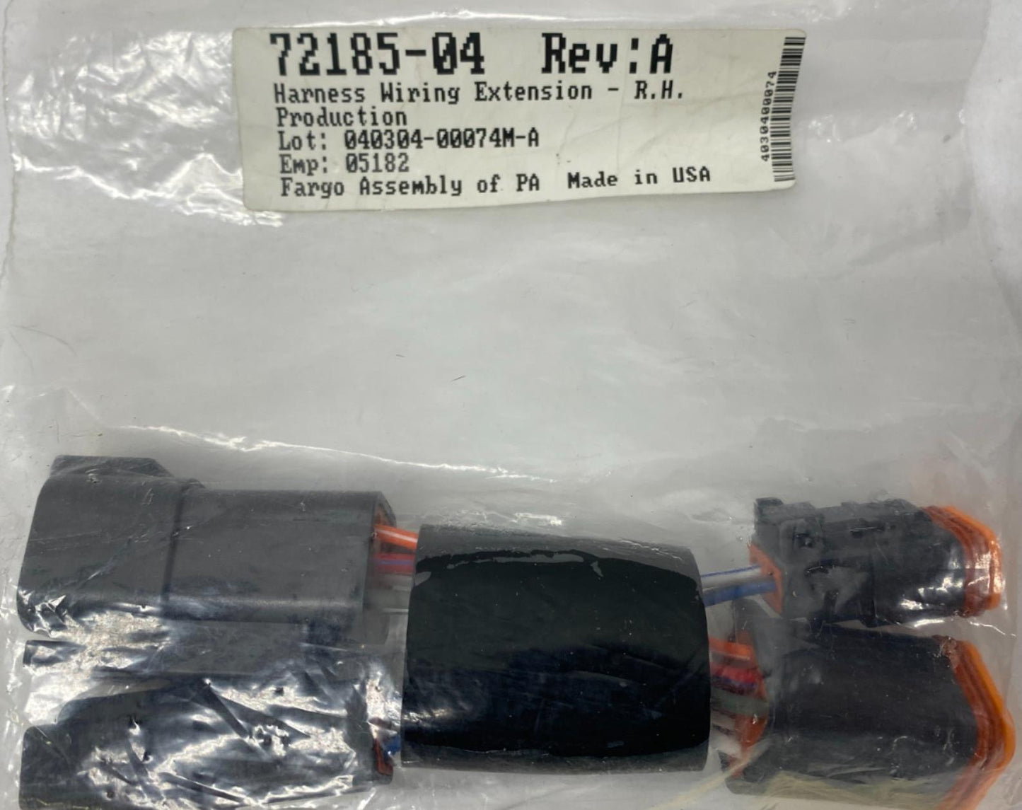 Harley Davidson Genuine Right Hand Wiring Harness Extension 72185-04