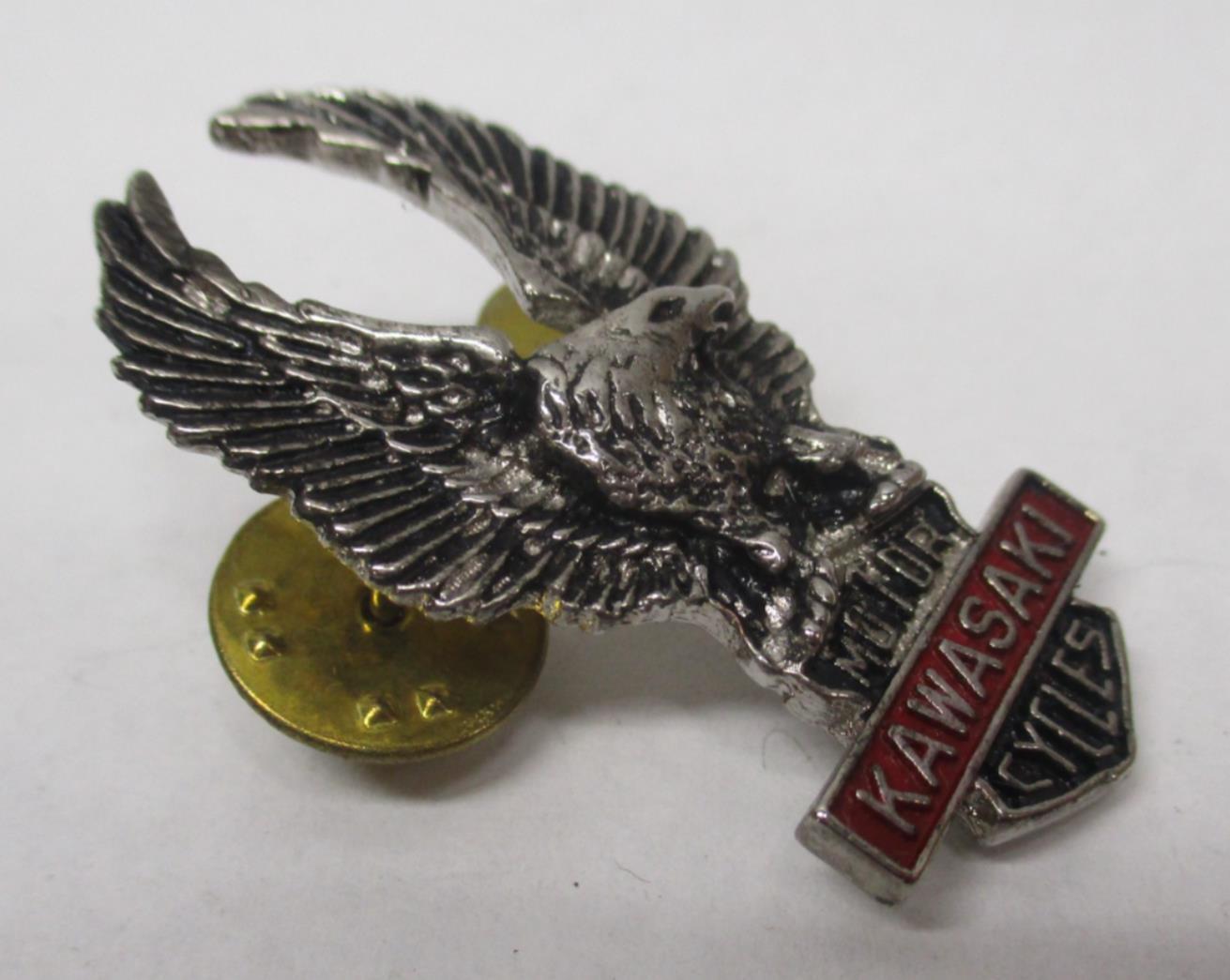 Kawasaki Silver & Red Motorcycle Bike Cruiser Rider Vest Jacket Eagle Metal Pin