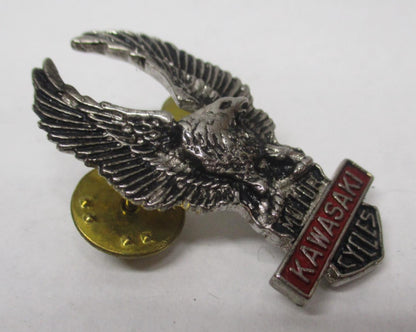 Kawasaki Silver & Red Motorcycle Bike Cruiser Rider Vest Jacket Eagle Metal Pin