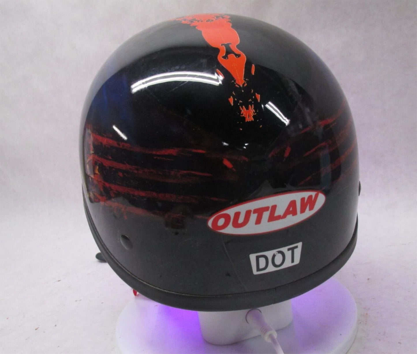 Outlaw Black and Red Large L T-70 Motorcycle Half Helmet 59-60cm