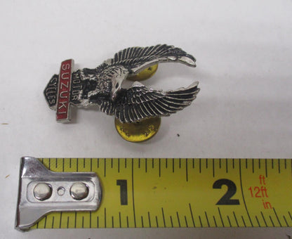 Suzuki Silver & Red Motorcycle Bike Cruiser Rider Vest Jacket Eagle Metal Pin