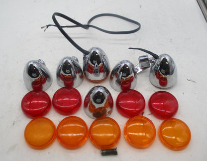 Mixed Lot of Harley Davidson Chrome Bullet Turn Signals and Lenses