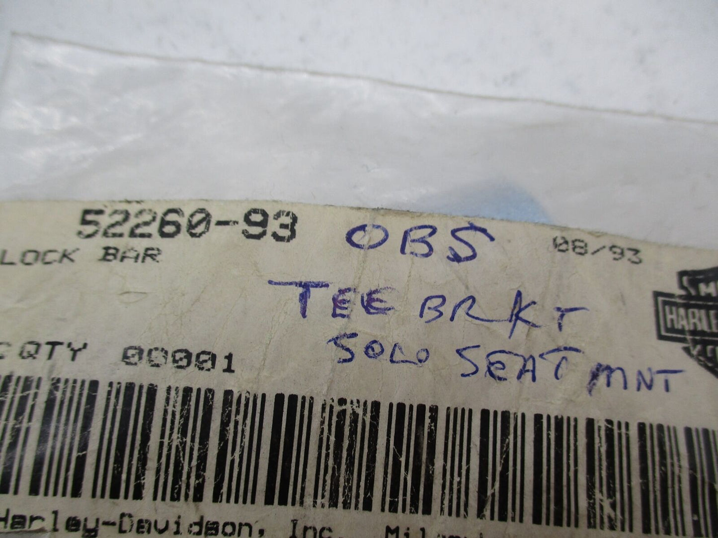 Harley Davidson Genuine NOS Lock Bar Bracket 52260-93