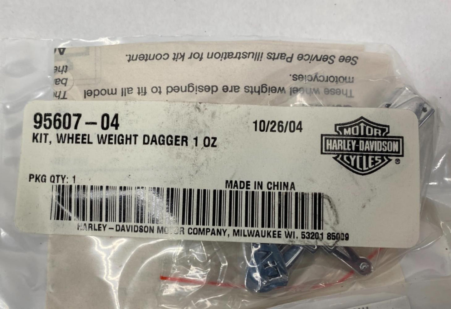 Lot of (4) Harley Genuine Wheel Weight Dagger 102 95607-04