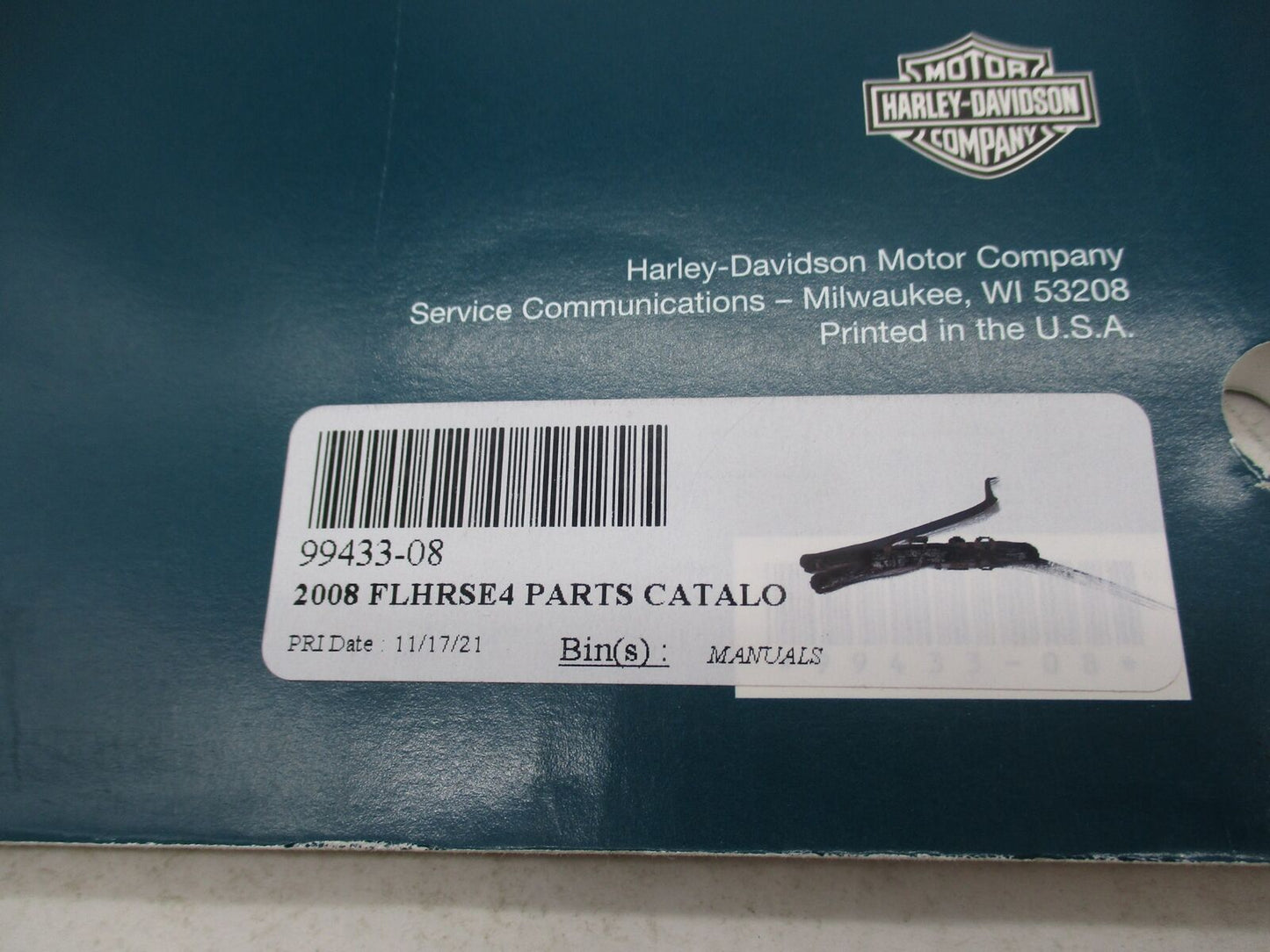 Harley Davidson Official Factory 2008 FLHRSE4 Model Parts Catalog 99433-08